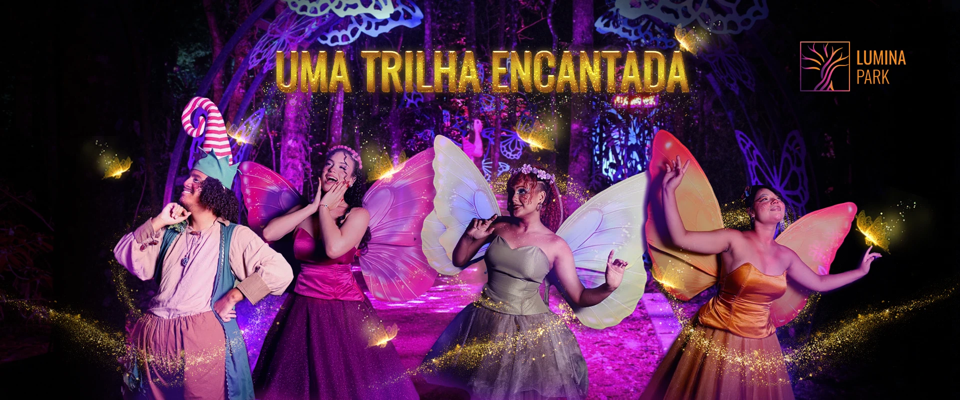 fadas na trilha noturna do lumina park em foz do iguaçu